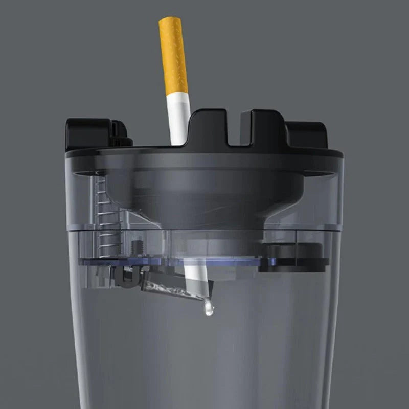 Smokeless Car Ashtray with One-Touch Water Extinguish